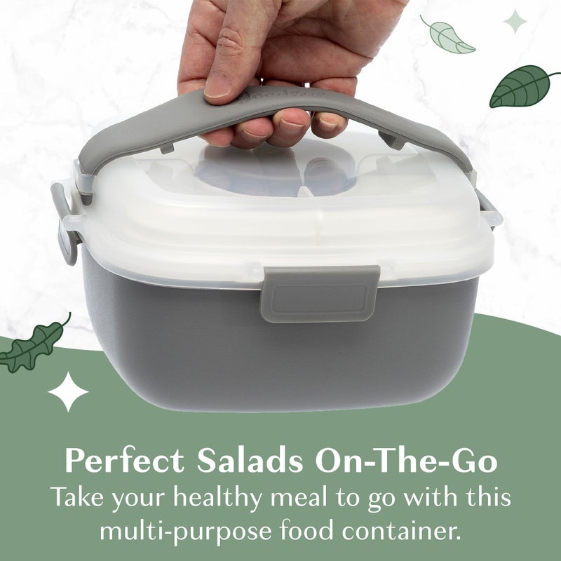 Goodful Stackable Lunch Box Container, Bento Style Food Storage with Removeable Compartments for Sandwich, Snacks, Toppings & Dressing, Leak-Proof and Made without BPA, 56-Ounce, Gray - Image 3